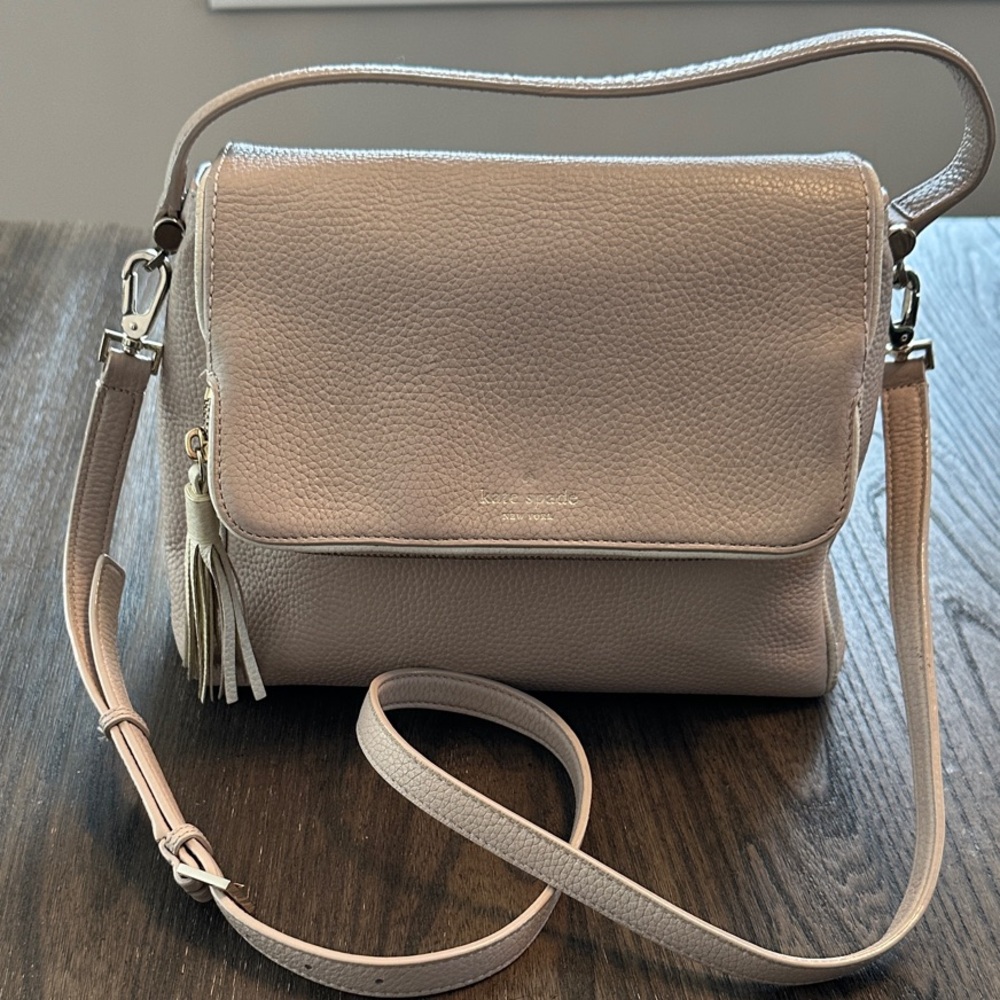 kate spade Blush Pink Pebbled Leather Crossbody with Tassel